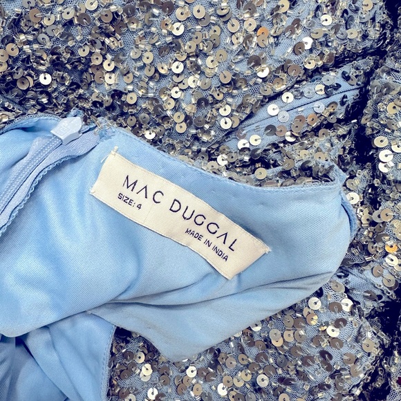 NWT Mac Duggal Gorgeous Blue Goddess Sexy Seqin To The Floor High Slit Gown - Picture 16 of 16